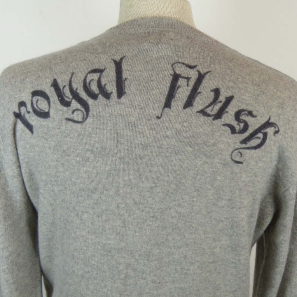 JOIE !00% cashmere GRAPHIC CREWNECK SWEATER gray heather sweatshirt L
